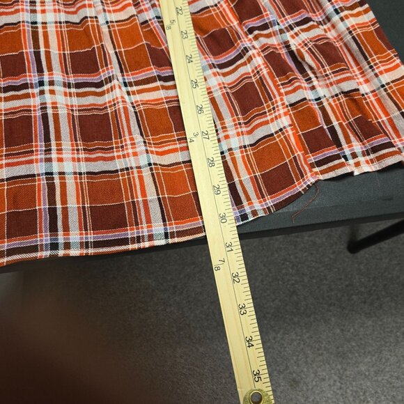 Torrid Womens Plus Size 4 Plaid Off-Shoulder Smocked Top Orange Rust & White Ray - Picture 10 of 10